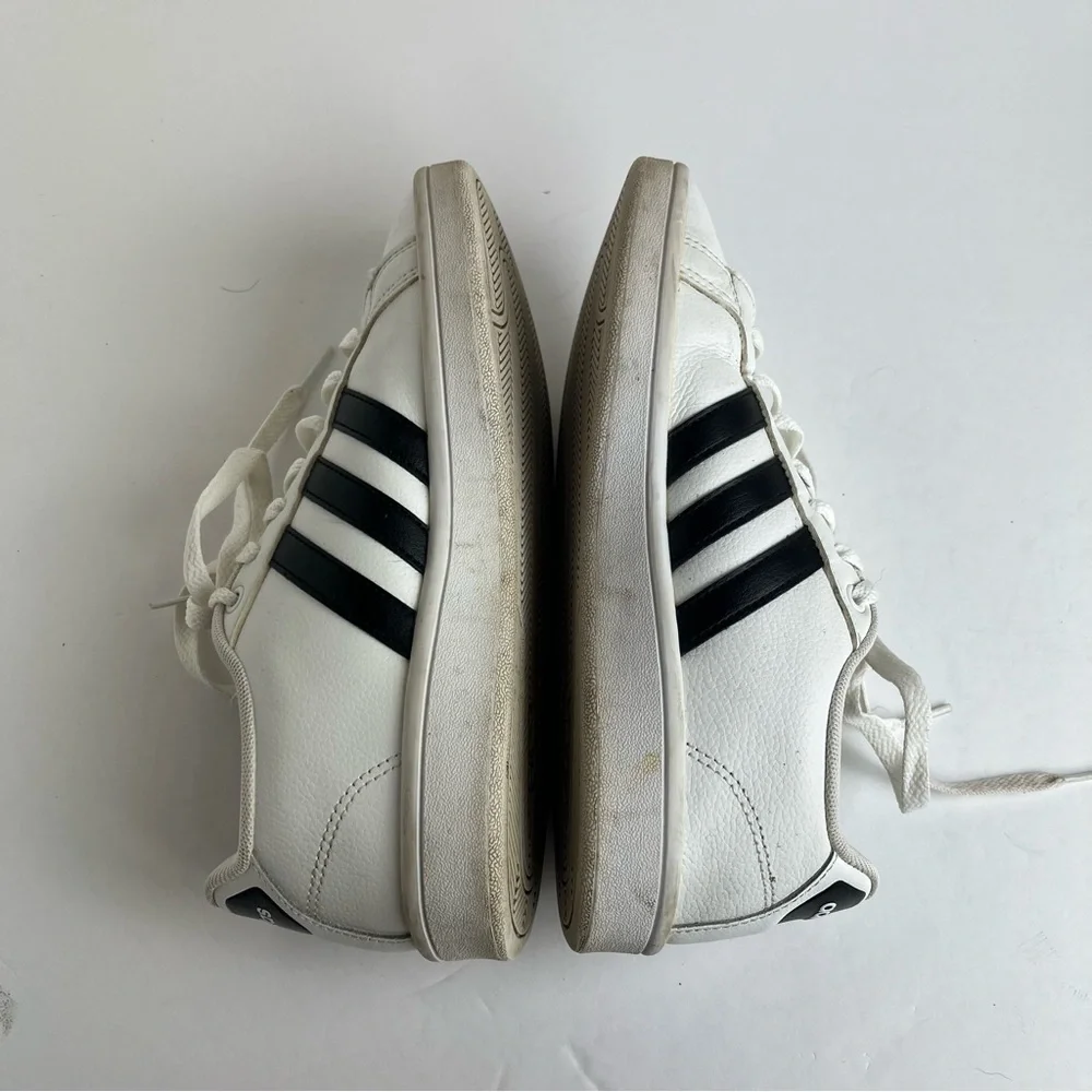 Adidas Neo Grand Court White Sneakers Size 6 Black Stripes Cloud Foam